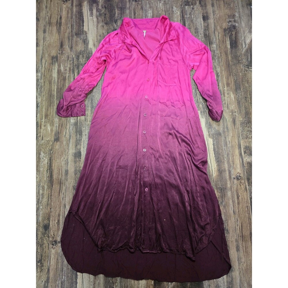 New YFB Young Fabulous & Brooke Midi ombre pink satin dress Size XS